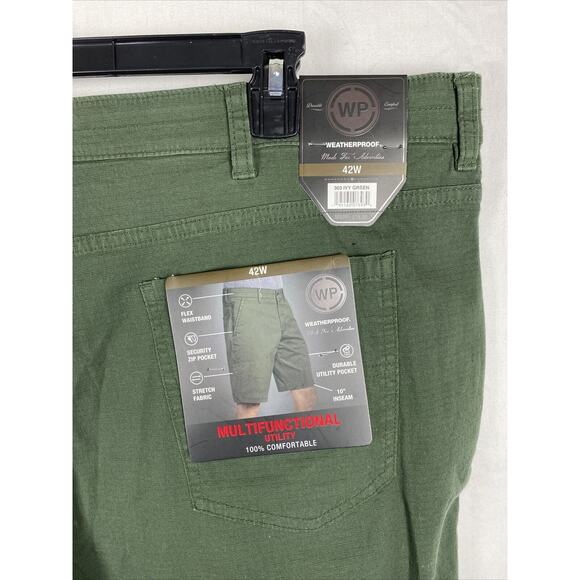 NWT Weatherproof 10"inseam Ripstop Utility Short Ivy Green Mens Size 42W Ripstop - Picture 6 of 11